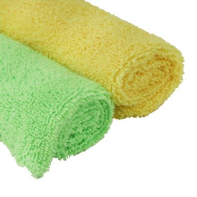 Royalbright 2-Piece Microfiber Cleaning Towels- RF11077| Powerful and High-Density Microfiber Cloth for Easy and Efficient Cleaning|100% Anti-Bacterial and Super Absorbent Power| 80% Micro-Fiber and 20% Polyester for Effective Cleaning | Green and Orange