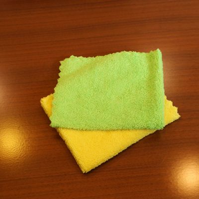 Royalbright 2-Piece Microfiber Cleaning Towels- RF11077| Powerful and High-Density Microfiber Cloth for Easy and Efficient Cleaning|100% Anti-Bacterial and Super Absorbent Power| 80% Micro-Fiber and 20% Polyester for Effective Cleaning | Green and Orange