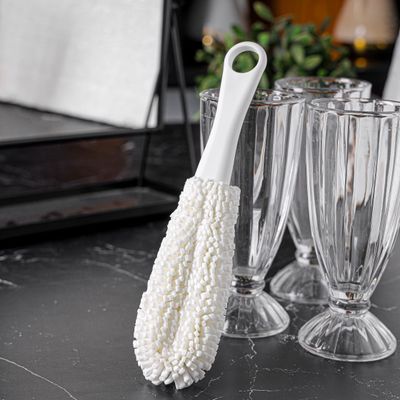 Royalford 26.5 cm Glass Cleaning Brush- RF12271/ Soft Foam Sponge Brushes, Scratch Free with PP Handle/ Multipurpose, Flexible EVA Head for Kitchen, Bedroom, Car and Bathroom/ Sturdy and Comfortable Grip/ White