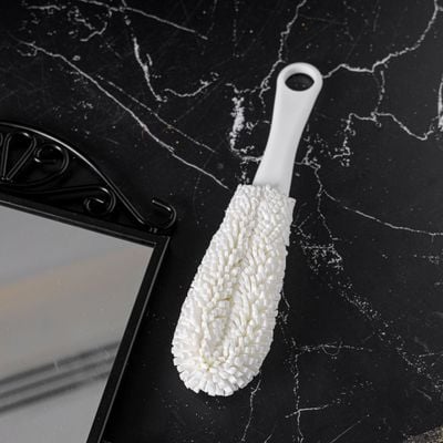 Royalford 26.5 cm Glass Cleaning Brush- RF12271/ Soft Foam Sponge Brushes, Scratch Free with PP Handle/ Multipurpose, Flexible EVA Head for Kitchen, Bedroom, Car and Bathroom/ Sturdy and Comfortable Grip/ White