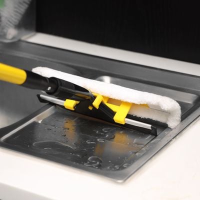 Royalford Window Cleaner with Wiper- RF12258/ 2-in-1 Design, with Rubber Squeegee and Microfiber Pad, Compatible with All Window Types/ Perfect for Cleaning and Wiping Room, Bathroom, Kitchen/ Highly Durable, Light-Weight and Elegant Design/ Yellow