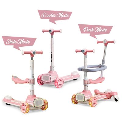 Little Story Kids Scooter w/ Ride On & Push Handle - Pink