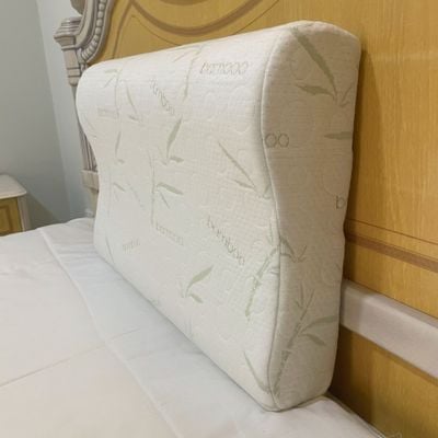 Bamboo Contour Memory Foam Pillow With Removable Cover - Hypoallergenic & Breathable- 60x40x12cm