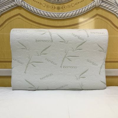 Bamboo Contour Memory Foam Pillow With Removable Cover - Hypoallergenic & Breathable- 60x40x12cm