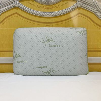 Bamboo Memory Foam Pillow With Removable Bamboo Rayon Cover - Hypoallergenic & Breathable- 60x40x13cm