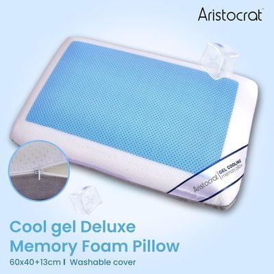 Cool Gel Deluxe Memory Foam Pillow With Cooling Technology and Removable Cover - 60x40x13 cm