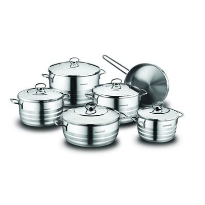 Korkmaz Astra XL 11 Pcs Cookware Set - Silver | 2 Years Warranty