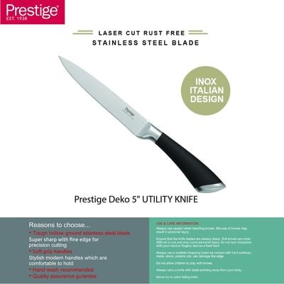 Prestige Deko 5" (12.5 Cm) UTILITY KNIFE
 - Silver | 2 Years Warranty