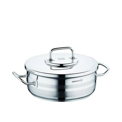 Korkmaz Astra2 Low Casserole 28x10 / 6 L | Induction Pot for Cooking | Turkish Stainless Steel Cookware - KA2036 - Silver | 2 Years Warranty