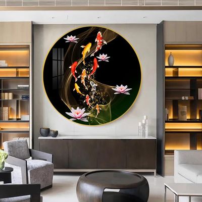 BLISS VIE Fish Aquarium Wall Painting Round Dark