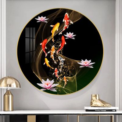 BLISS VIE Fish Aquarium Wall Painting Round Dark