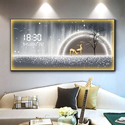 BLISS VIE Digital Clock with Painting with LED Abstract