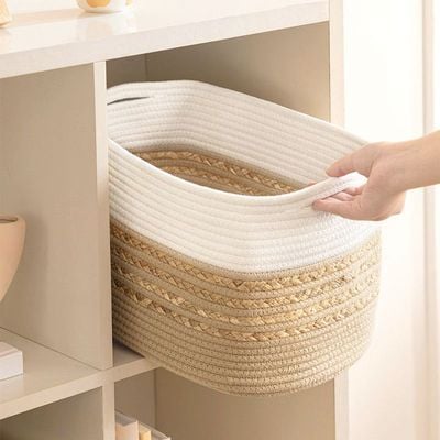 Handwoven Storage Basket with Built-In Handles – Durable and Stylish Organizer (38x25x23 cm)