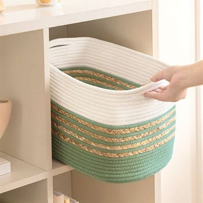 Handwoven Storage Basket with Built-In Handles – Durable and Stylish Organizer (38x25x23 cm)