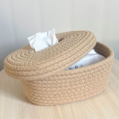 Handwoven Tissue Storage Box – Elegant and Durable Organizer for Home or Office (21x16x11 cm)