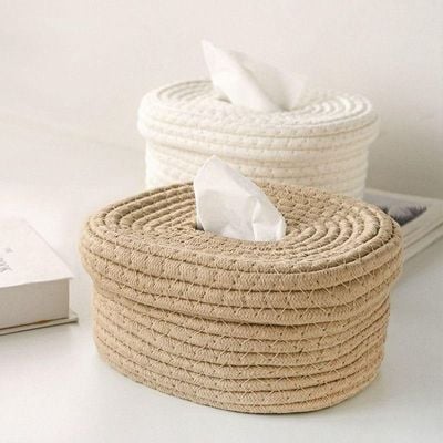 Handwoven Tissue Storage Box – Elegant and Durable Organizer for Home or Office (21x16x11 cm)