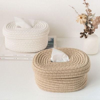 Handwoven Tissue Storage Box – Elegant and Durable Organizer for Home or Office (21x16x11 cm)