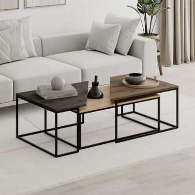 Mourah Ohlady Coffee Table 110 CM - Oak/Dark Brown/Brown - 2 Years Warranty