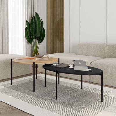 Mourah Odelia Coffee Table - Oak/Silky Black - 2 Years Warranty