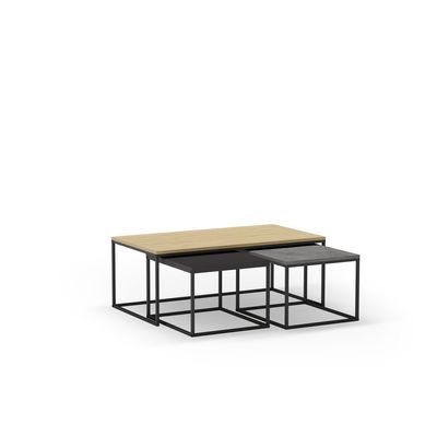 Mourah Camelia Coffee Table - Oak/Retro Grey/Silky Black - 2 Years Warranty