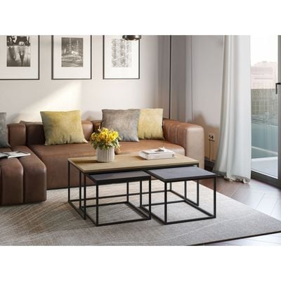 Mourah Camelia Coffee Table - Oak/Retro Grey/Silky Black - 2 Years Warranty