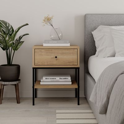 Mourah Lisa Nightstand - Oak - 2 Years Warranty