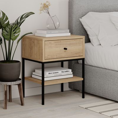 Mourah Lisa Nightstand - Oak - 2 Years Warranty