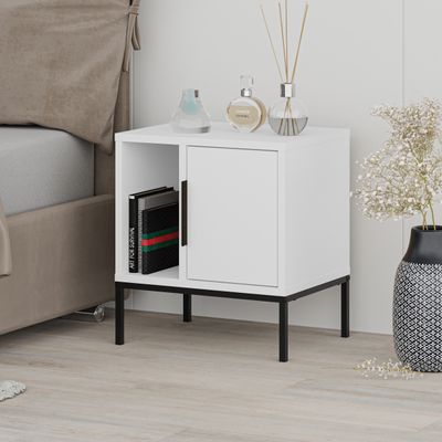 Mourah Glynn Nightstand With U Leg - White - 2 Years Warranty