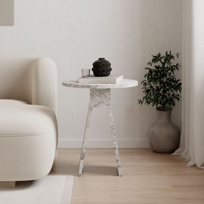 Mourah Chen Side Table - Carrara - 2 Years Warranty