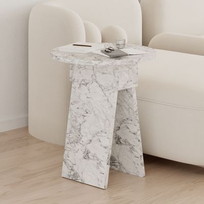 Mourah Chen Side Table - Carrara - 2 Years Warranty