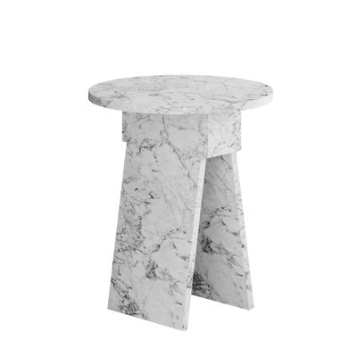 Mourah Chen Side Table - White Marble - 2 Years Warranty