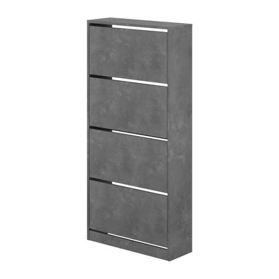 Mourah Shoe Cabinet 4 Section - 16 Pairs - Retro Grey - 2 Years Warranty