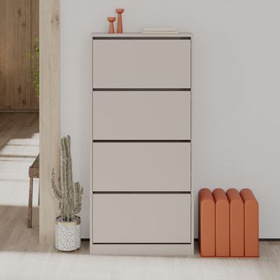 Mourah Shoe Cabinet 4 Section - 16 Pairs - Light Mocha - 2 Years Warranty