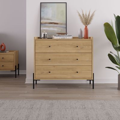 Mourah Dresser With 3 Drawers - Oak - 2 Years Warranty