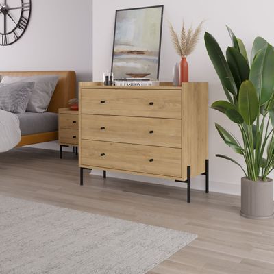 Mourah Dresser With 3 Drawers - Oak - 2 Years Warranty