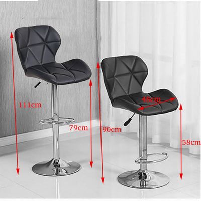 High Bar Chair Counter Stool Leather 360° Roating Armless Backrest Stainless Steel Legs Footrest Restaurant Pub Living Furniture L48 x W48 x H111