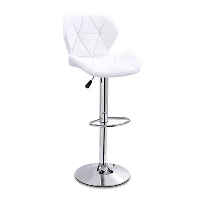 High Bar Chair Counter Stool Leather 360° Roating Armless Backrest Stainless Steel Legs Footrest Restaurant Pub Living Furniture L48 x W48 x H111