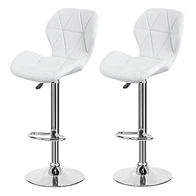 High Bar Chair Counter Stool Leather 360° Roating Armless Backrest Stainless Steel Legs Footrest Restaurant Pub Living Furniture L48 x W48 x H111