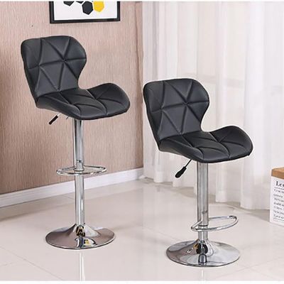 High Bar Chair Counter Stool Leather 360° Roating Armless Backrest Stainless Steel Legs Footrest Restaurant Pub Living Furniture L48 x W48 x H111