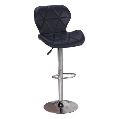 High Bar Chair Counter Stool Leather 360° Roating Armless Backrest Stainless Steel Legs Footrest Restaurant Pub Living Furniture L48 x W48 x H111