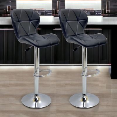 High Bar Chair Counter Stool Leather 360° Roating Armless Backrest Stainless Steel Legs Footrest Restaurant Pub Living Furniture L48 x W48 x H111