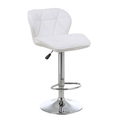 High Bar Chair Counter Stool Leather 360° Roating Armless Backrest Stainless Steel Legs Footrest Restaurant Pub Living Furniture L48 x W48 x H111