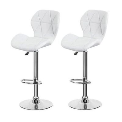 High Bar Chair Counter Stool Leather 360° Roating Armless Backrest Stainless Steel Legs Footrest Restaurant Pub Living Furniture L48 x W48 x H111