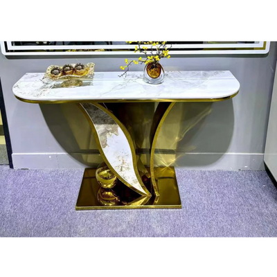 AWD Luxurious Stainless Steel Gold Console Table.