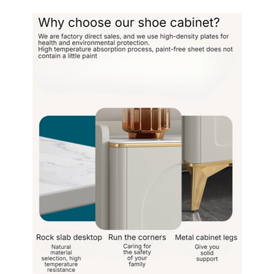 AWD Modern Shoe Cabinet with Gold Accents Large Capacity Keeper for Shoes, Off-White Shoe Organizer 160 cm Wide Luxury Storage Unit, Elegant Hallway & Entryway Furniture for Shoes and Accessories