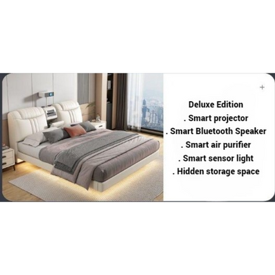 AWD Smart Bed with Projector, Bluetooth Speaker, Air Purifier, Smart Sensor Light for Bedroom - King Size