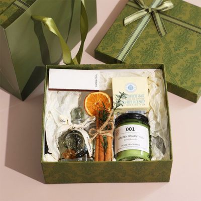 Aromatherapy Gift Box - Gardenia Scented Candle, Shea Butter Soap & Natural Home Fragrance Set