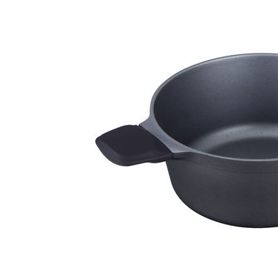 Prestige Essential Cast Aluminum black 24 cm Casserole With Glass Lid |  Non stick Induction-Based stockpot with lid - Black | 1 Year Warranty