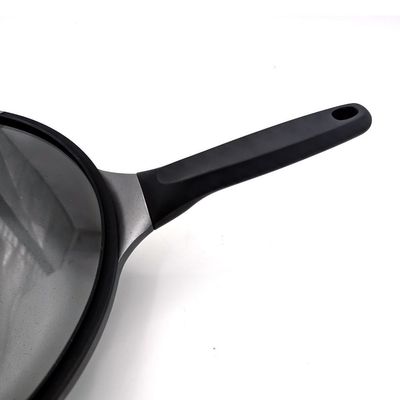 Prestige Essential Cast Aluminum black 28cm Wok with Glass Lid | Non Stick Induction-Based Wok Pan with Lid - Black | 1 Year Warranty