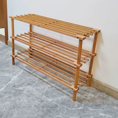 Wooden Bamboo Shoe Rack 3-Tier For Entryway Hallway